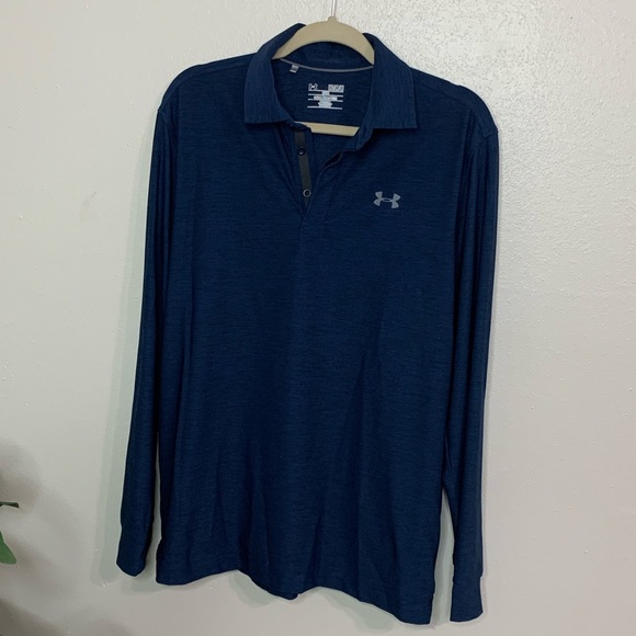 - EUC UNDER ARMOUR LONG SLEEVE BLUE POLO MEN…